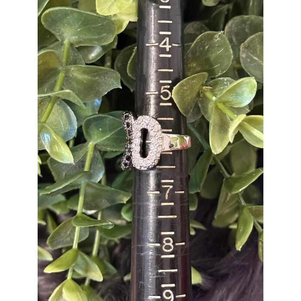 Black/White Cz‎ 3-Oval Ring